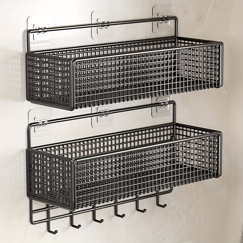 TEMU 2pcs Metal Bathroom Shelf - No Drill Wall Mounted Organizer For Bathrooms, And Washrooms