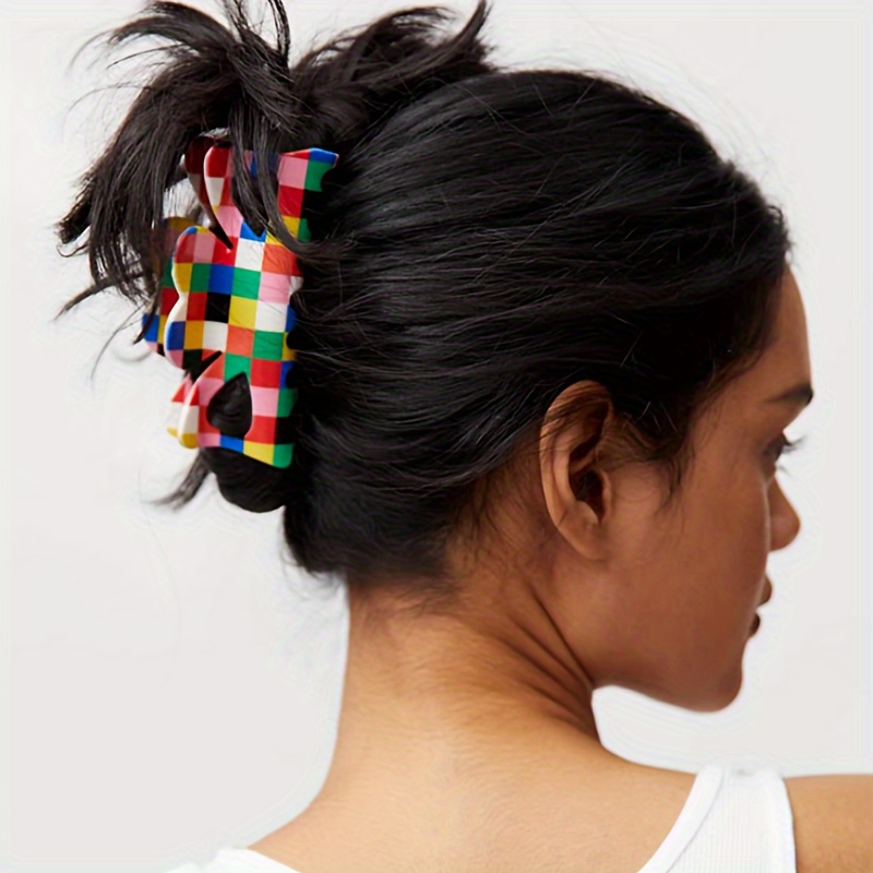 

1pcs Colorful Checkerboard Grab Hair Clip Y2k Hair Claw Clip Vintage Hair Styling Accessories