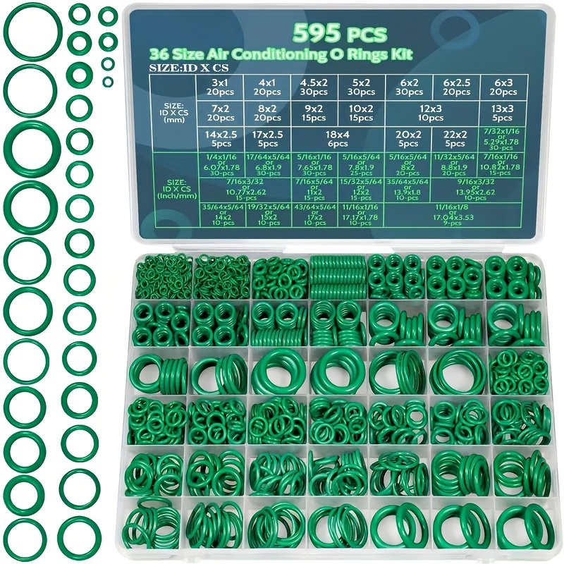 TEMU 595pcs Automotive Air Conditioning O-ring Kit For Car And Pipe Repair, Replacement Air Conditioning O-ring Set