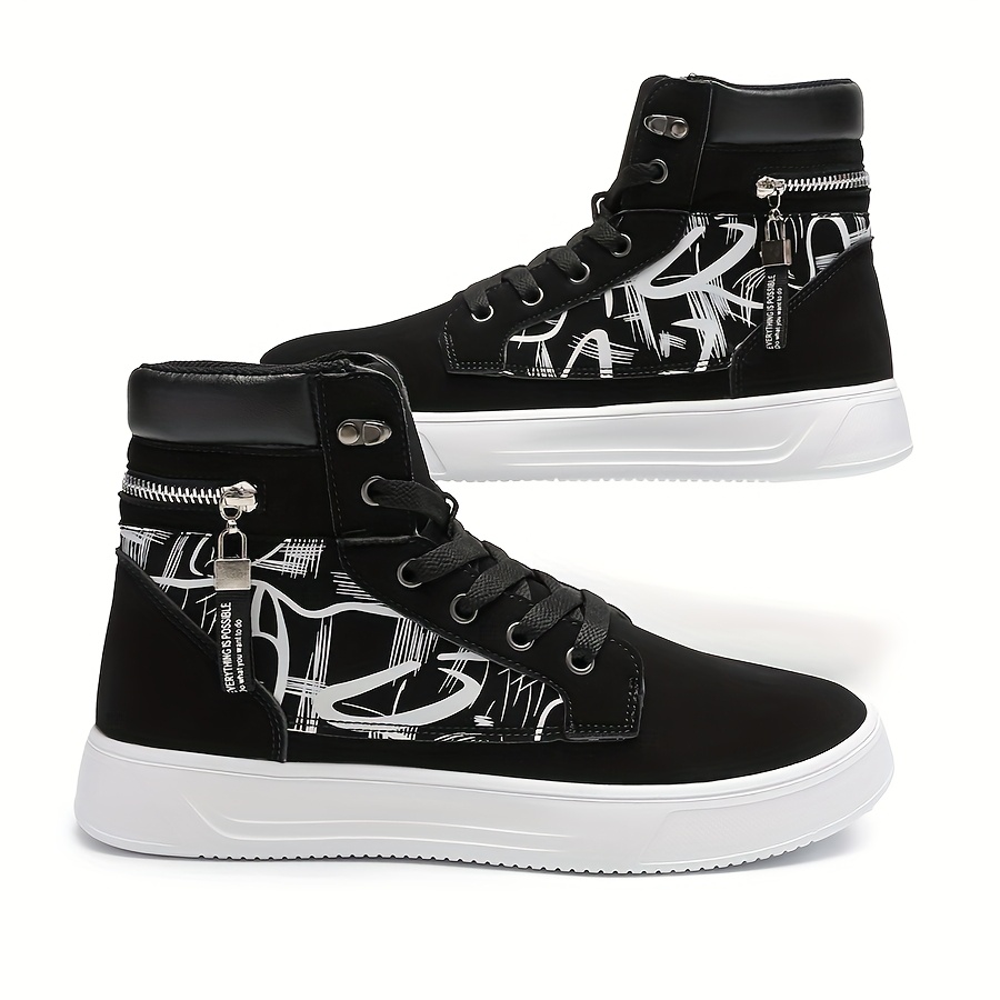 mens high top sneakers with zipper sold on Temu United States