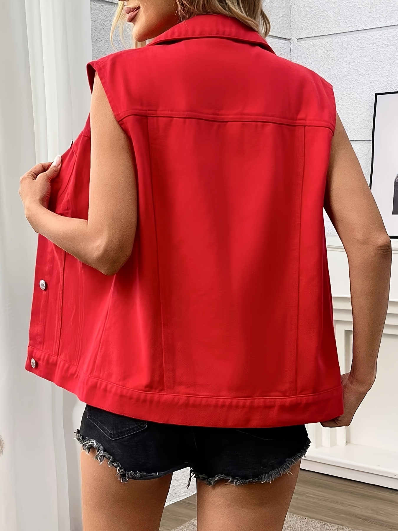 plus size sleeveless denim jacket womens loose vest top plus