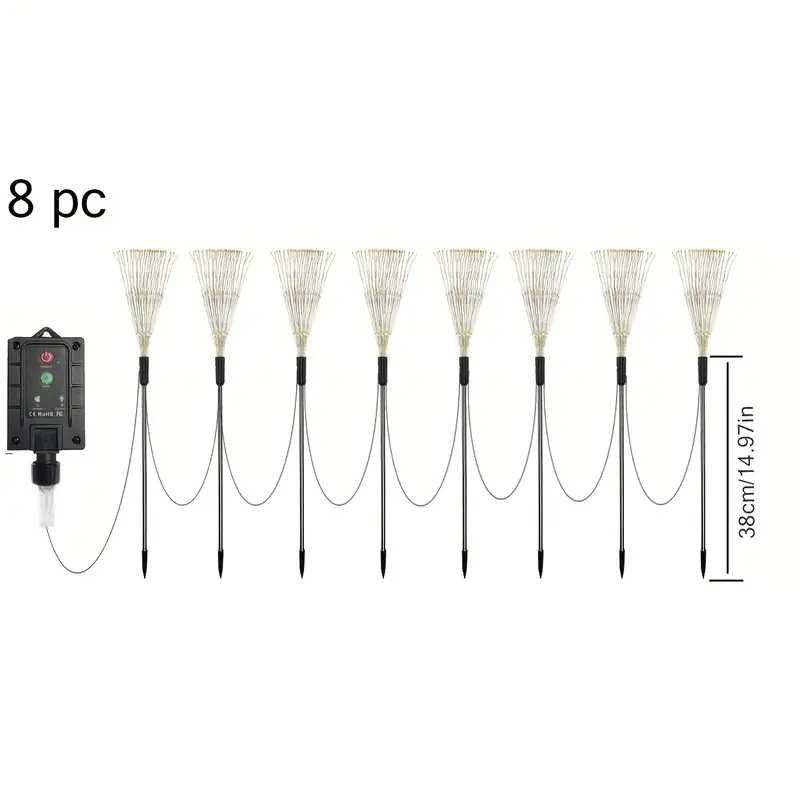 8 pack solar garden firework lights outdoor 8 480 leds waterproof copper wire diy solar decorative lights for yard pathway party decor garden lawn halloween christmas Product details 3