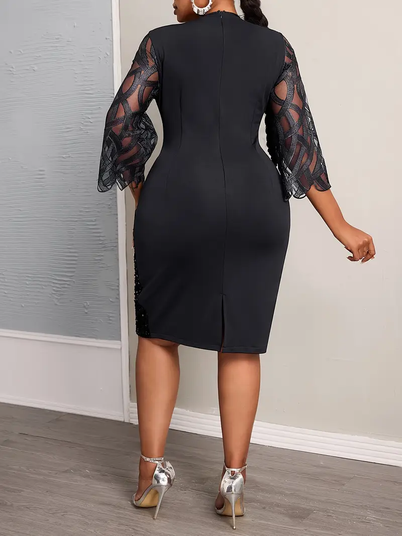 plus size womens elegant sequin sleeve hem burgundy dress - Temu plus size womens elegant sequin sleeve hem burgundy dress - Temu