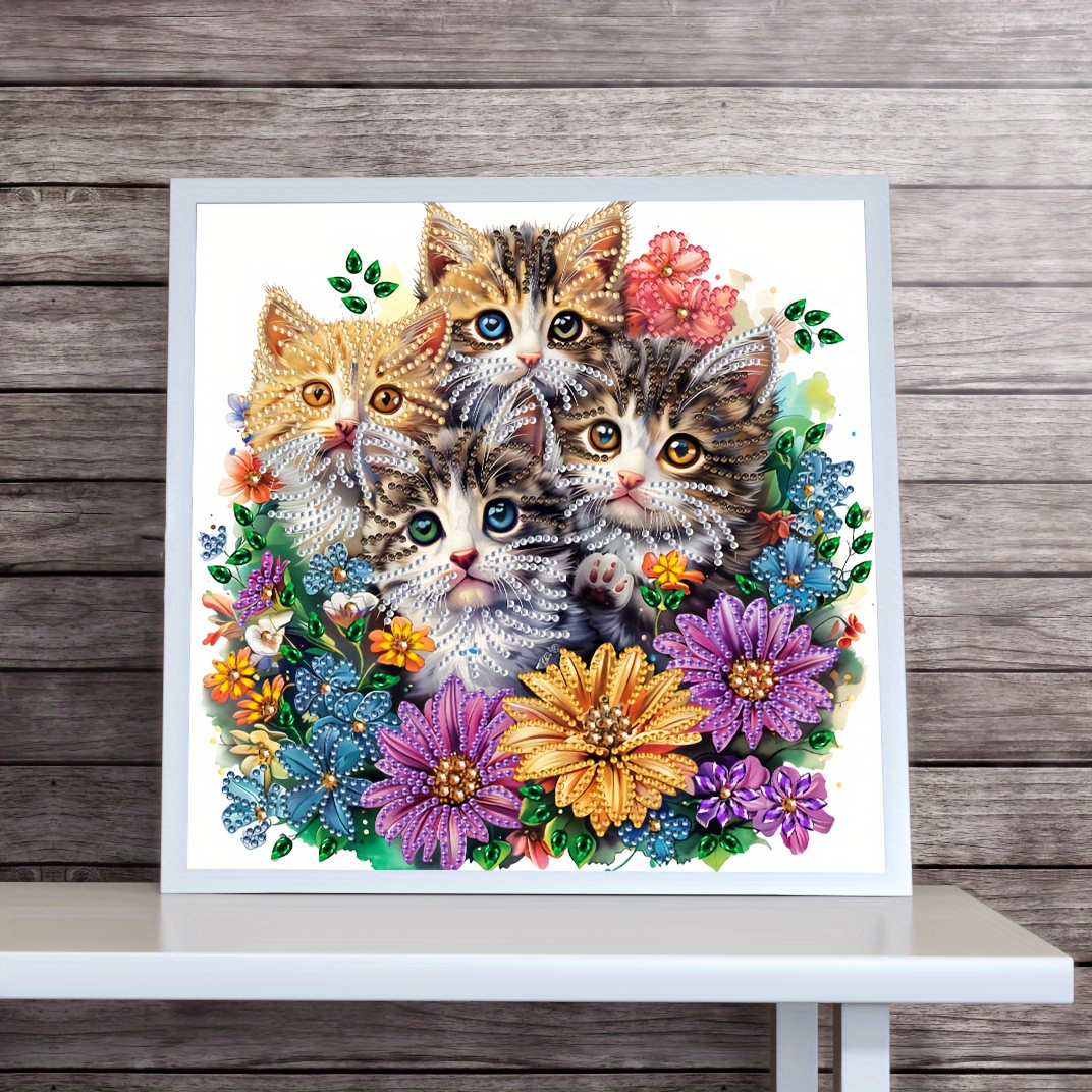 

Diy Diamond Painting Kit For Beginners - Cute Cats Crystal Embroidery Mosaic Art Craft With Acrylic Irregular Diamonds - Home Wall Decor Supplies (12x12 Inch)