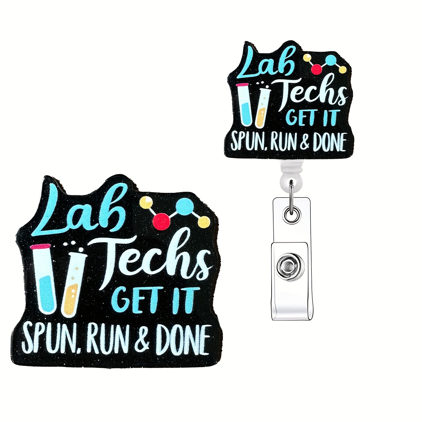 

1pc "lab " Retractable Badge Reel - Acrylic Name & Id Holder With Clip, -themed Design For Nurses, Doctors, Students, Office Workers, Badge Reel| Accessory|