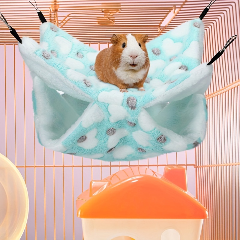 

1pc Soft Fleece Small Pet Hammock - 7.9 Inches, Cozy Cage Accessory For Hamsters And Small Animals - Plush Sleeping & Playing Hammock With Metal Hooks For Easy Attachment