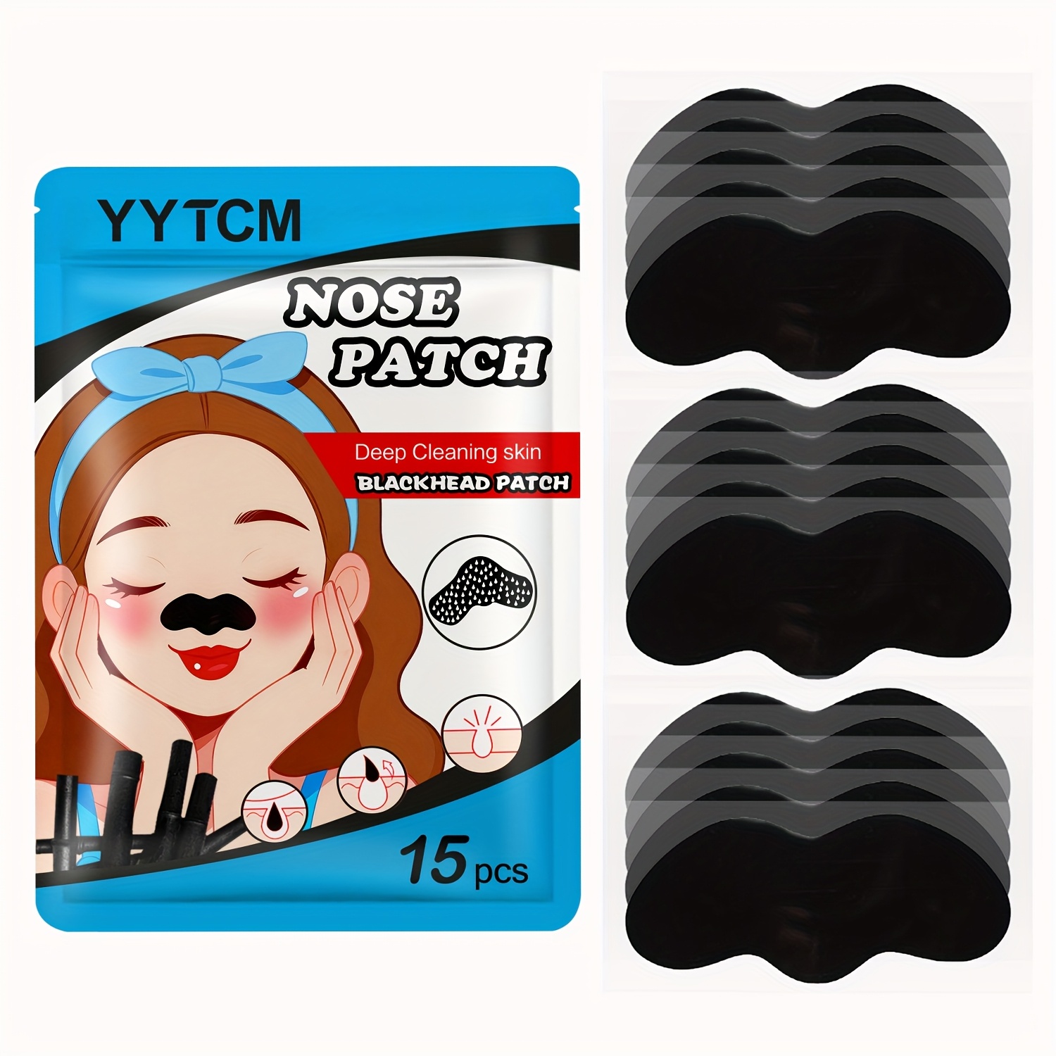 Blackhead Strips, Strong Adsorption And Cleaning, Gentle And Non-irritating, Unisex Blackhead Strips 15pcs/bag X 1 Bag
