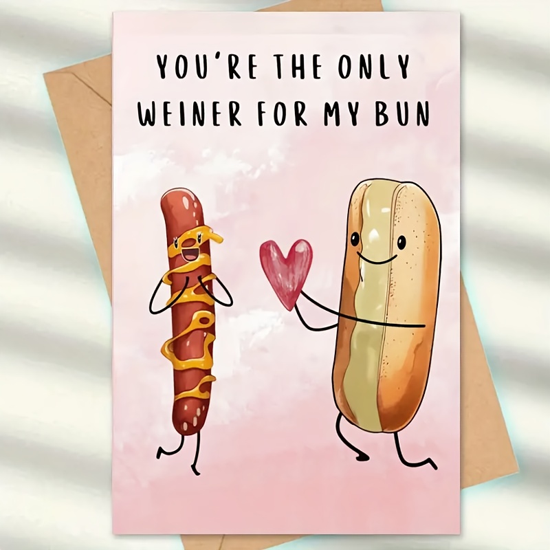 

An Interesting Hot Dog Valentine's Day Card, Romantic Paper Art, Perfect Gift For Husband, Wife, Boyfriend, Girlfriend, Christmas And Valentine's Day, Artist Exchange Card