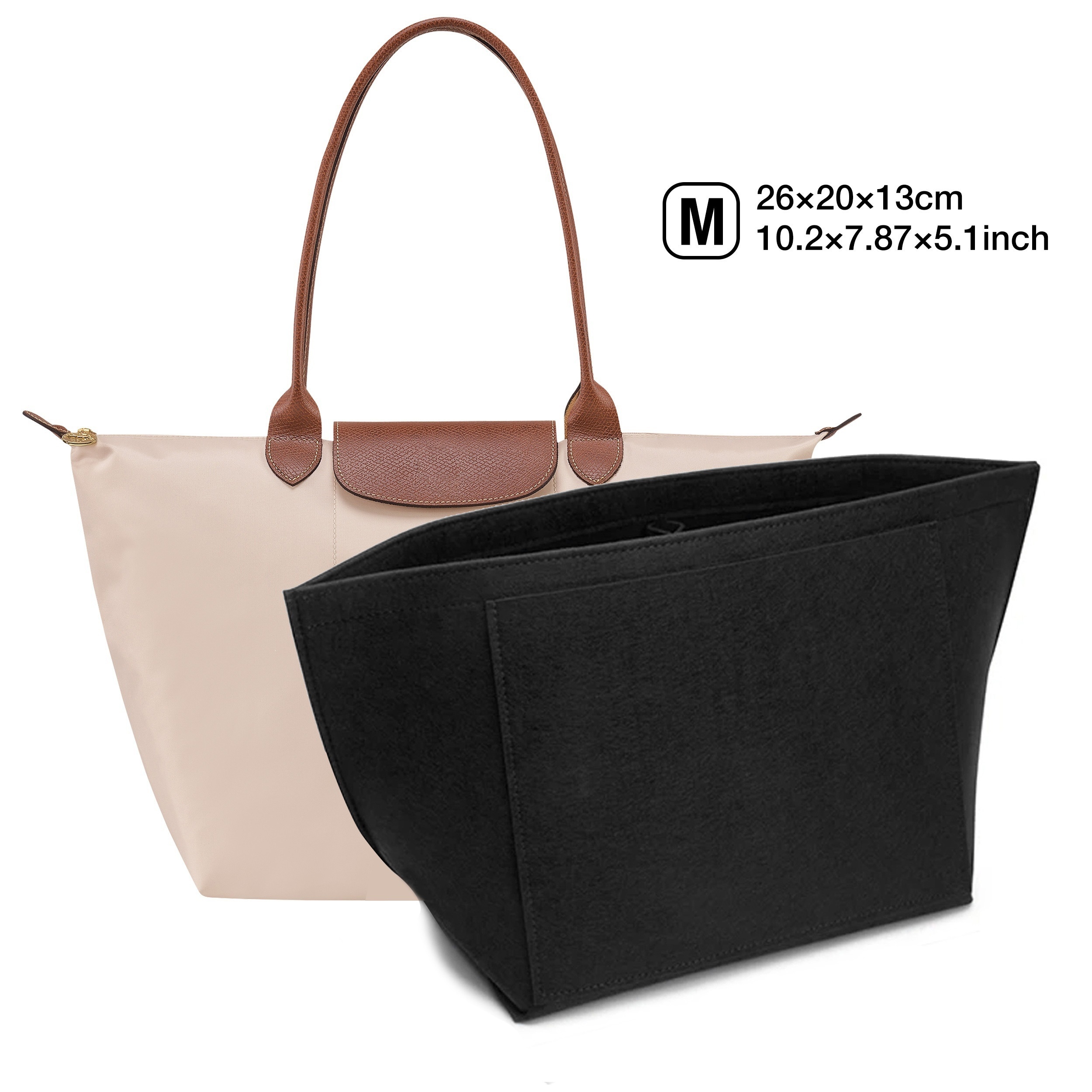 TEMU Lightweight Felt Tote Bag Organizer Insert With Pockets For Handbag, Inner Liner Purse Organizer Divider