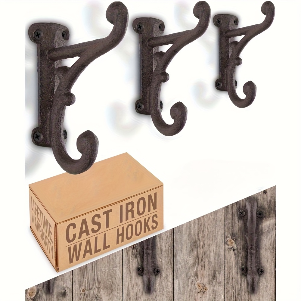 vintage industrial cast iron wall hooks heavy duty multi Temu