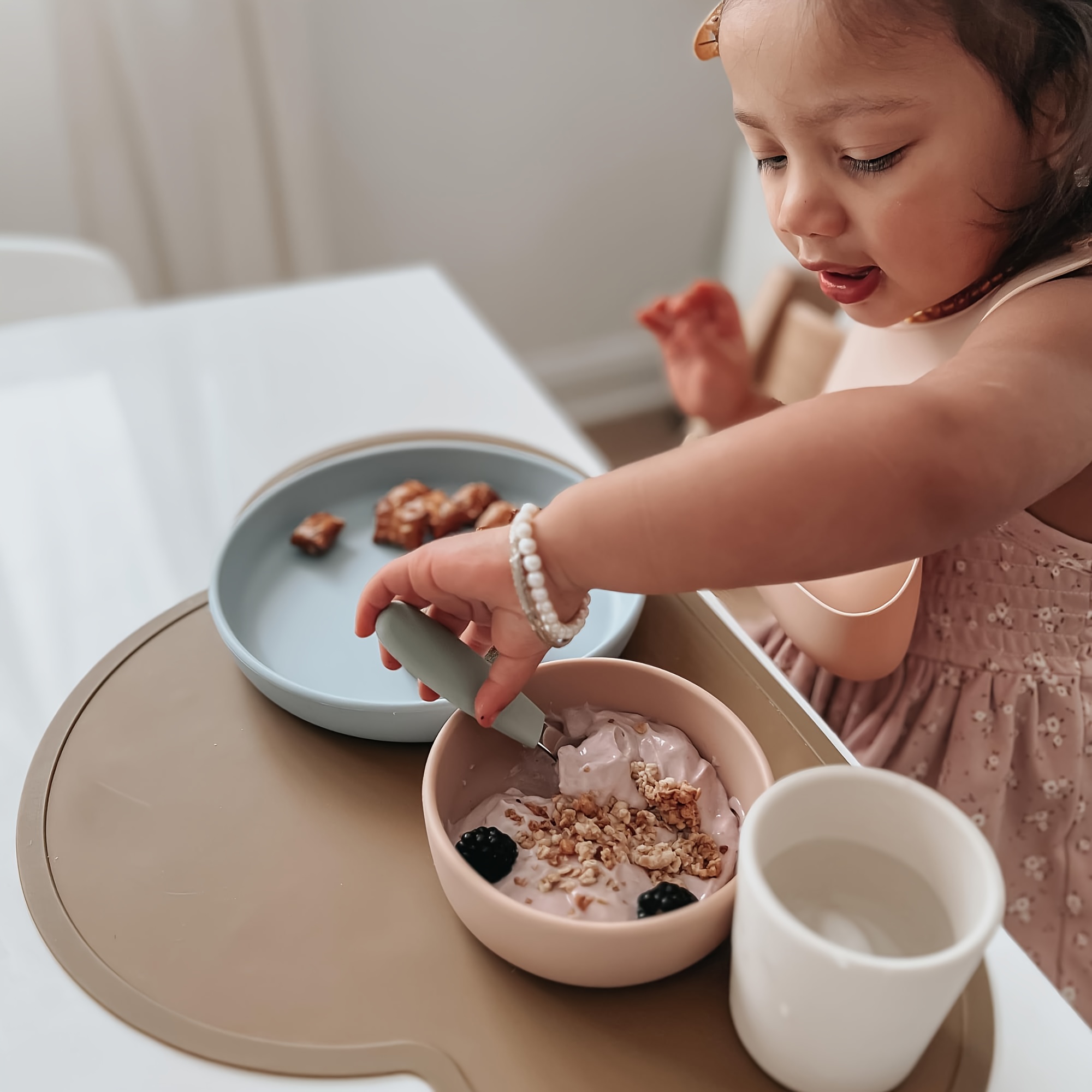 Set of 2 Stainless Steel Baby Forks and Spoons with Silicone Handles for Easy Gripping, Dishwasher Safe