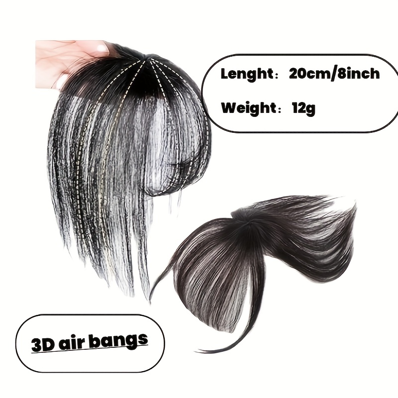 elegant clip-in 3d bangs hairpiece for women - synthetic french fringe with temples, natural-looking air bangs for daily wear, versatile styling details 3