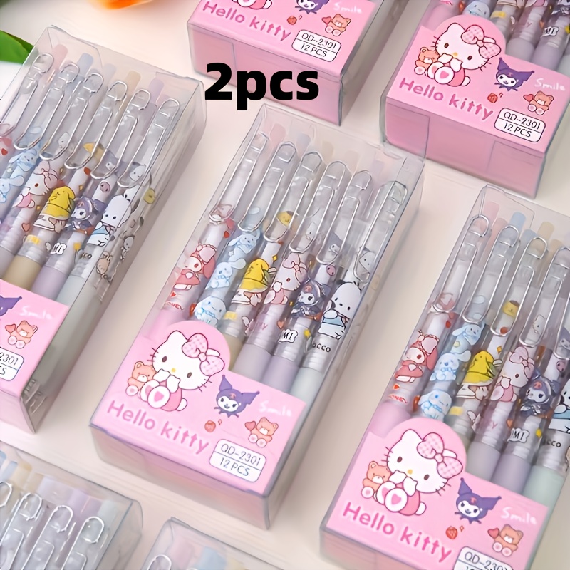 

2pièces Stylos à bille Hello Kitty rétractables, ergonomiques en plastique, pointe moyenne, encre à séchage rapide, légers, design de mignon, idéal pour les étudiants et les , pour les 14 ans et plus