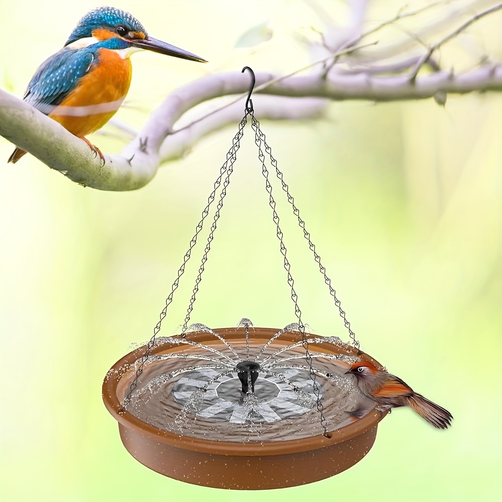 TEMU 1pc Hanging Birdbath Feeding Basin, Decorative Garden And Home Decor, Durable Tray With Birdbath Fountain And Chain Outdoor Birdbath Without Charging, Without Battery