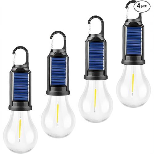 1 2 4 pack led solar powered camping lantern usb rechargeable outdoor ip65 waterproof tent light with clip hook ideal for valentines day thanksgiving christmas new year spring festival camping essentials flashlight