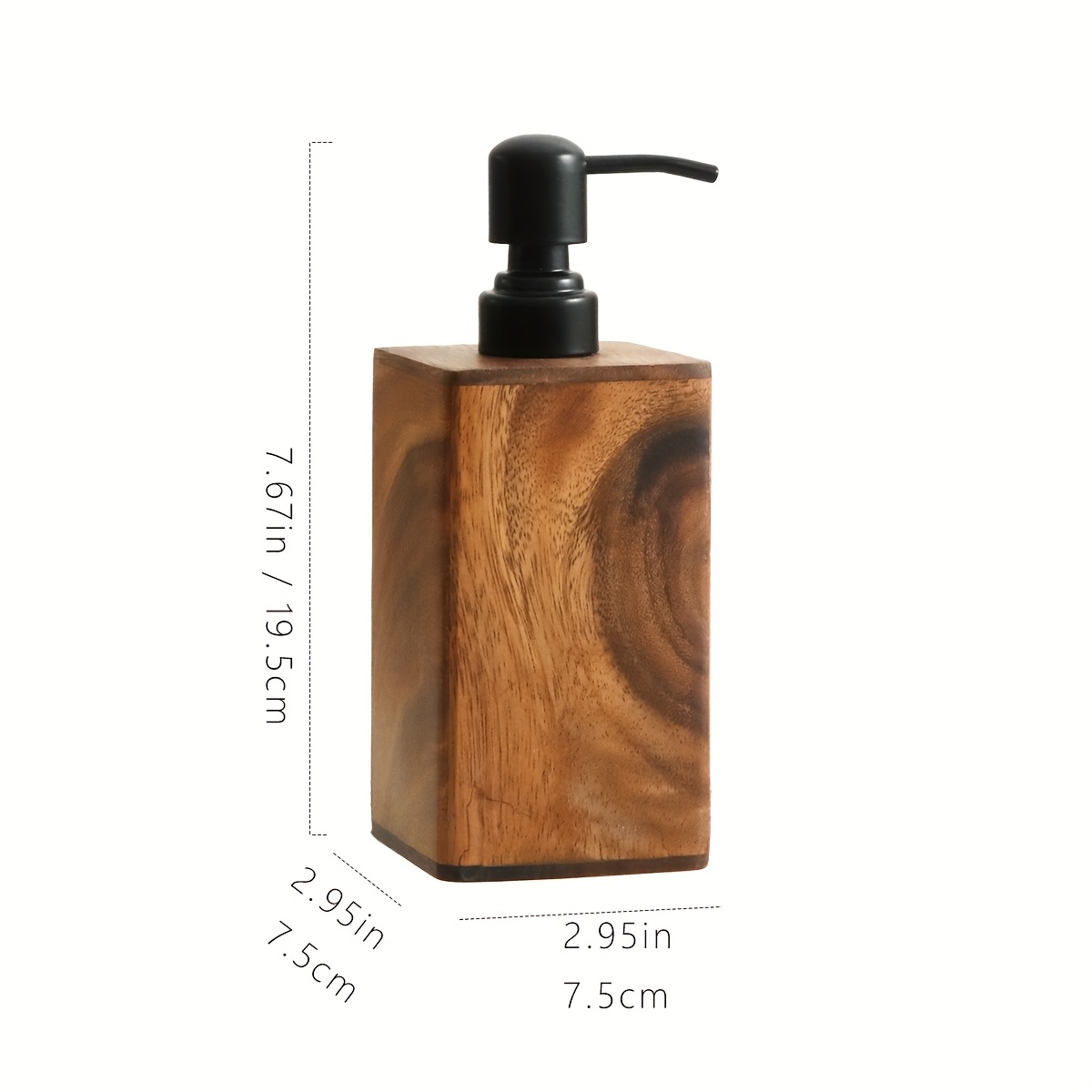 E-shop Vintage Holz Seifenspender mit schwarzer Pumpe - Massivholzrahmen, 200ml/400ml Nachfüllbarer Flüssigseifen- und Spülmittelspender,