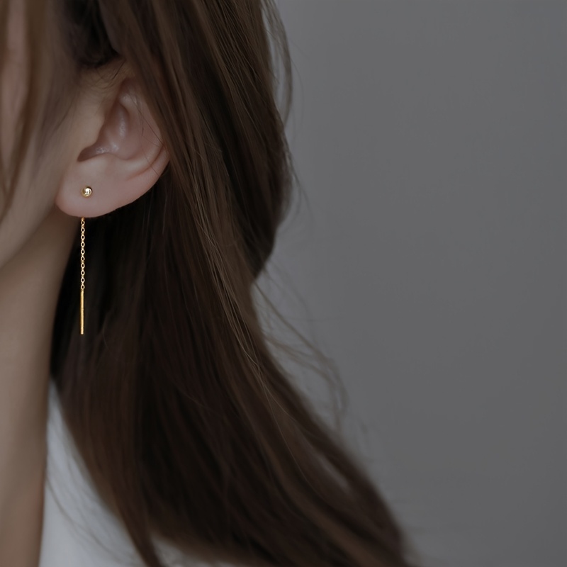 Tassel Chain Bead Stainless Steel Earrings