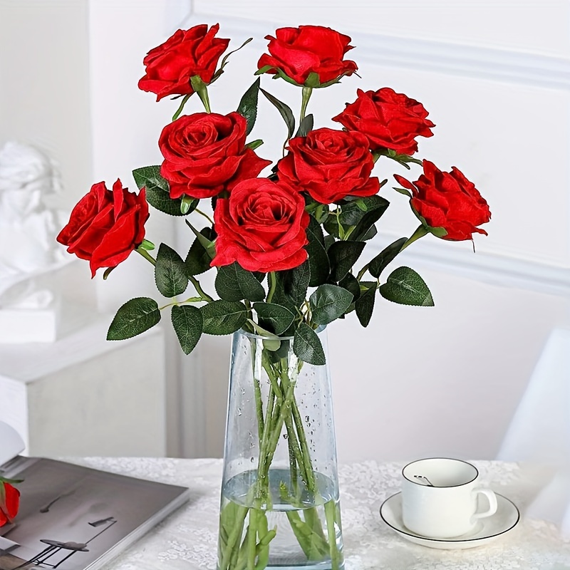 

10pcs Silk - Weddings, Birthdays & Valentine's Day Decor | Long Stem Roses For Home Accent & Gifts | Vase Not Included