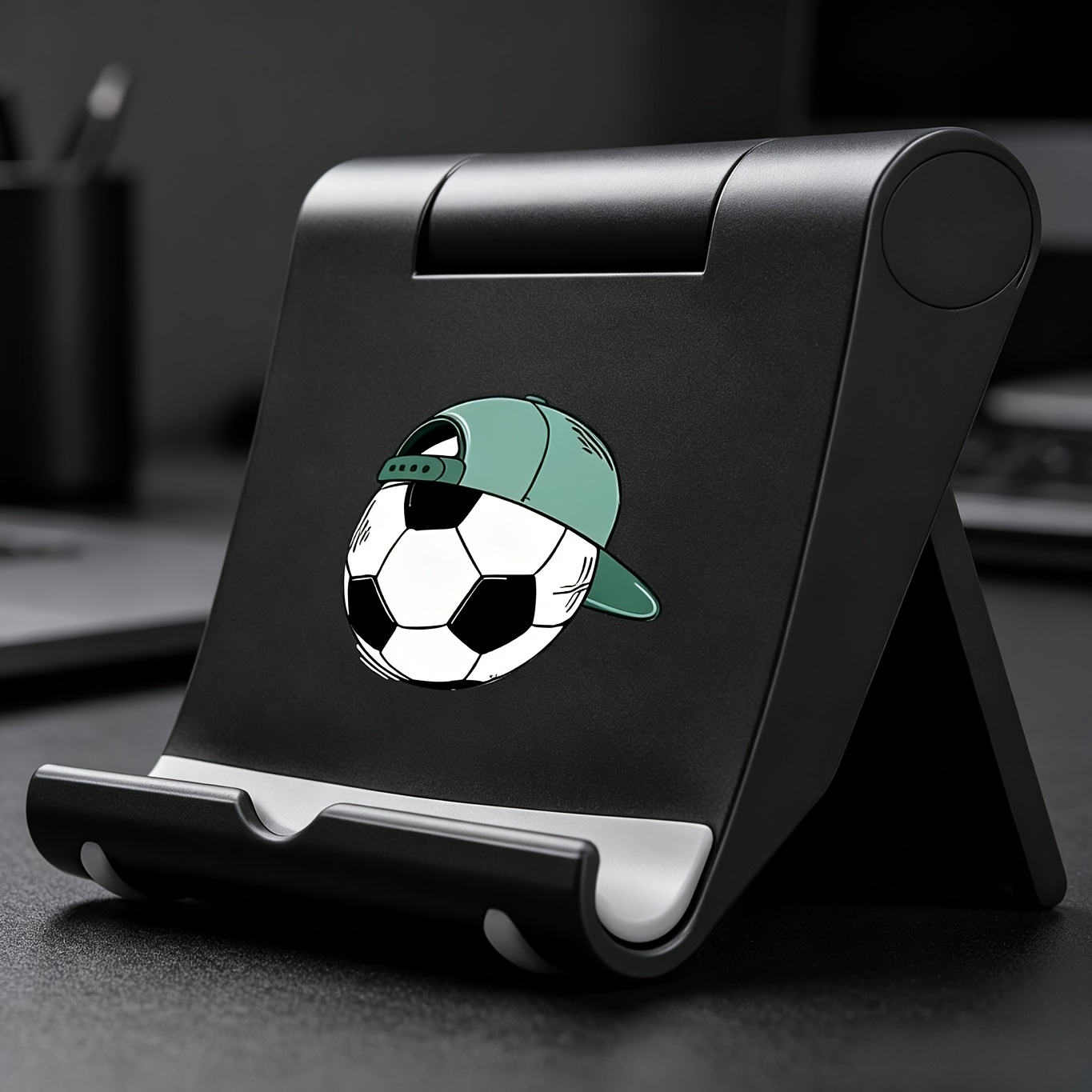 TEMU Adjustable Foldable Phone And Tablet Stand With Soccer Ball, Baseball Print, Portable Holder Suitable For Desk, Bedside, Travel, Compatible With