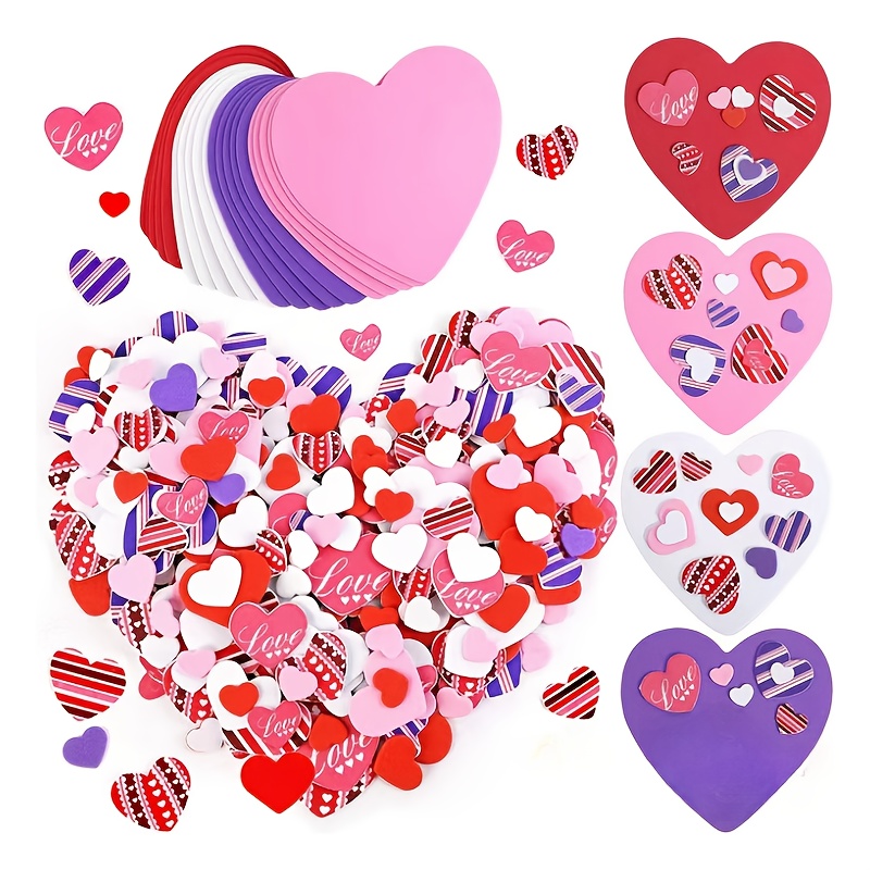 

1set Foam Stickers, Including 16pcs And 700pcs Mixed Small Love Eva Foam Self Stickers, Heart Shaped Diy Set, Suitable For Valentine's Day/ Day, Party Decoration