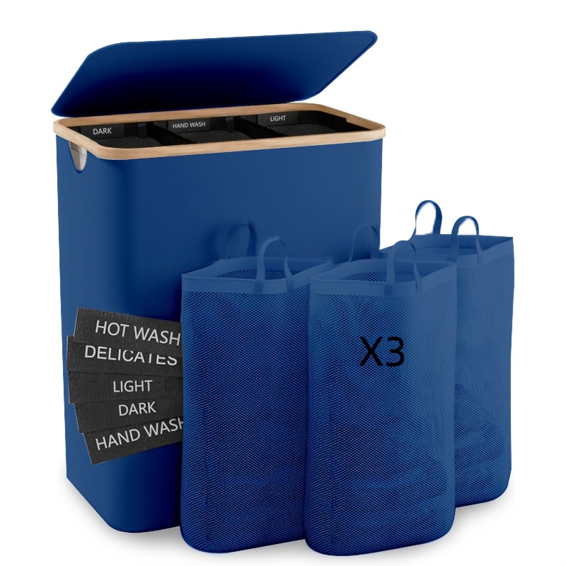 Cesto Per Biancheria Pieghevole In PP - Rettangolare Con Fori Di Drenaggio, Blu, 28x20x15 Cm