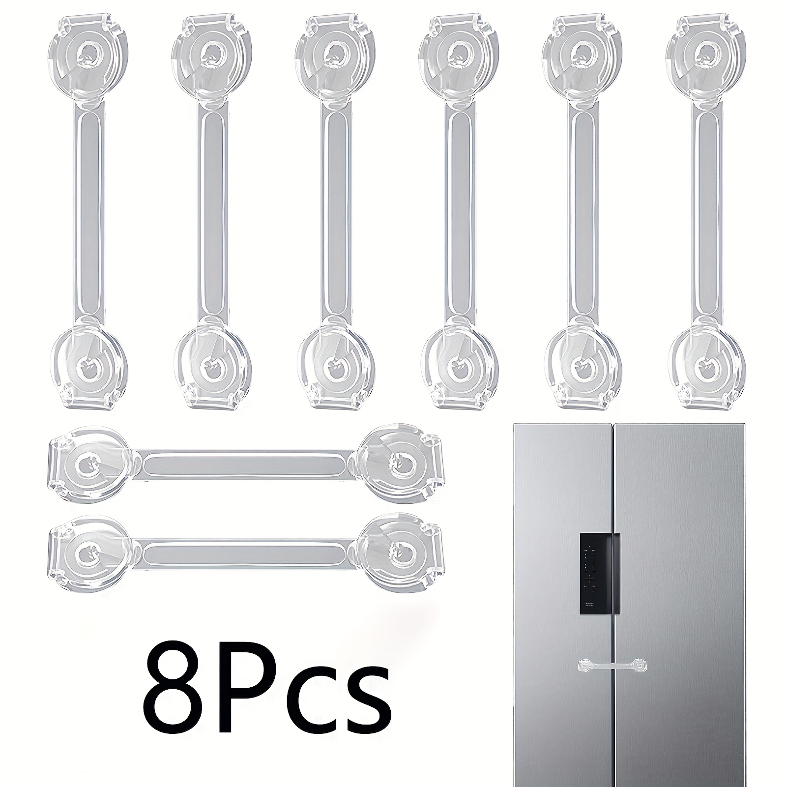 Image of 8pcs Transparent Safety Drawer Locks, , Durable Material, Anti-opening And Pinch Protection For Cabinets, Refrigerators, Bathrooms, And Toilets