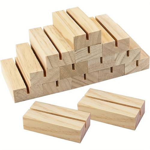 6 soportes de madera para números de mesa, portatarjetas de madera, portarretratos, porta letreros de acrílico, ideales para ceremonias, fiestas de y decoración