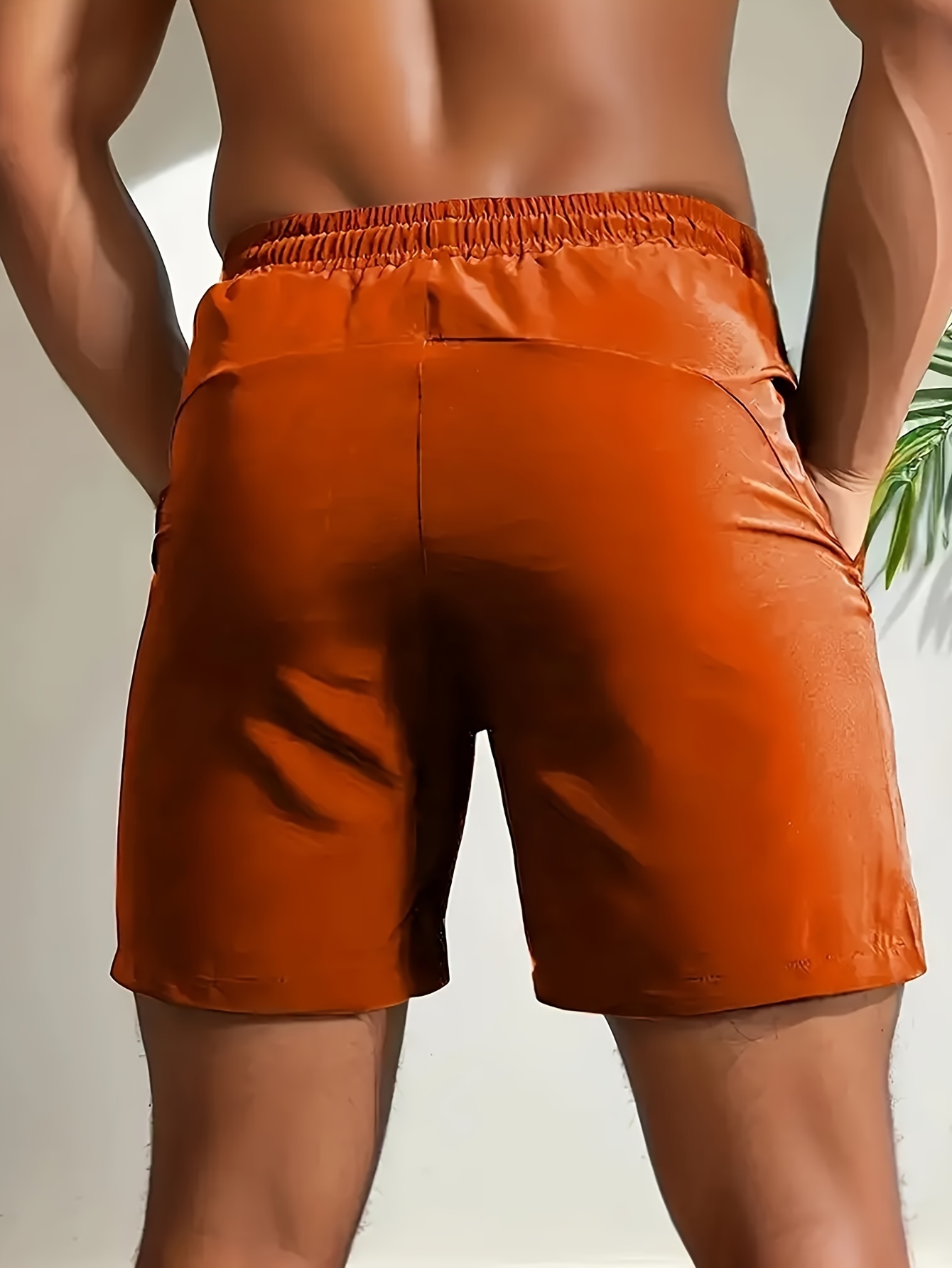 Men's Loose Solid Shorts With Pockets, Active Elastic Waist Drawstring Shorts For Summer