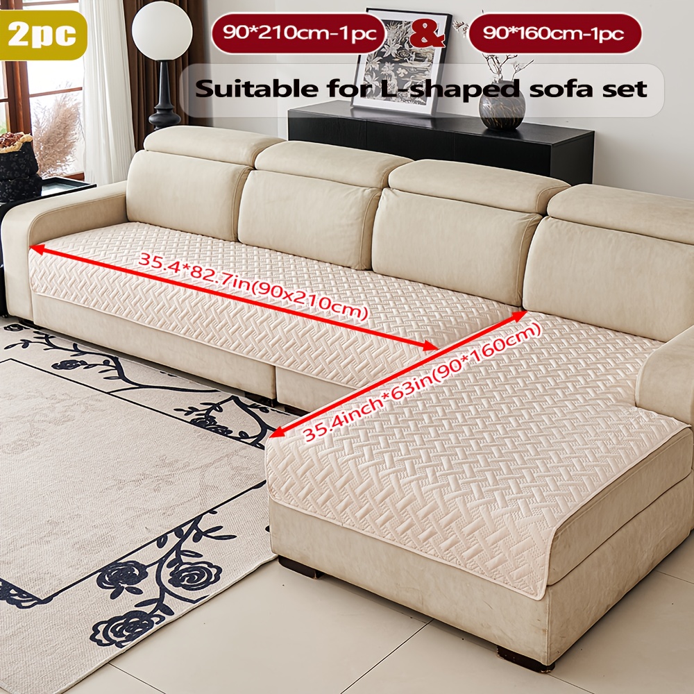 TEMU 2pcs L-shaped Corner Sofa Universal High-end Technology Embossed Anti Slip Sofa Cushion, Pet Urine Isolation Anti Slip Cushion. Popular Sofa