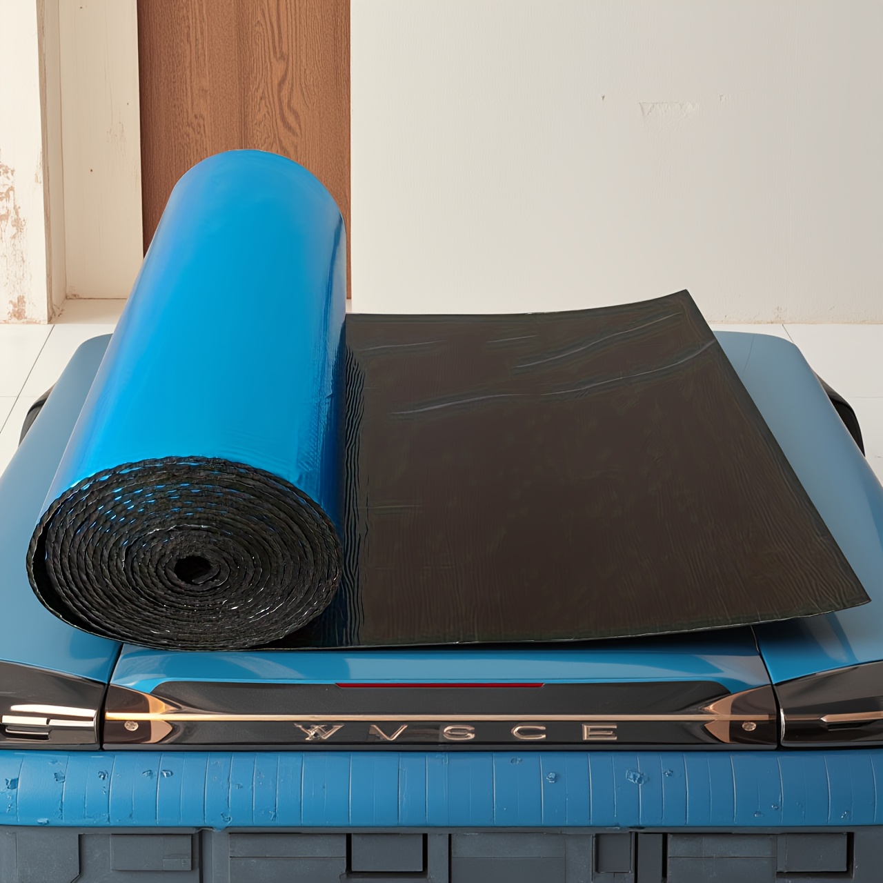E-shop Blaue 700 cm lange, 50 cm breite selbstklebende Hochdichte-Dämmfolie – Schalldämmung Wärmeisolierung für Dächer, Schlafzimmer, Autos, SUVs, LKWs