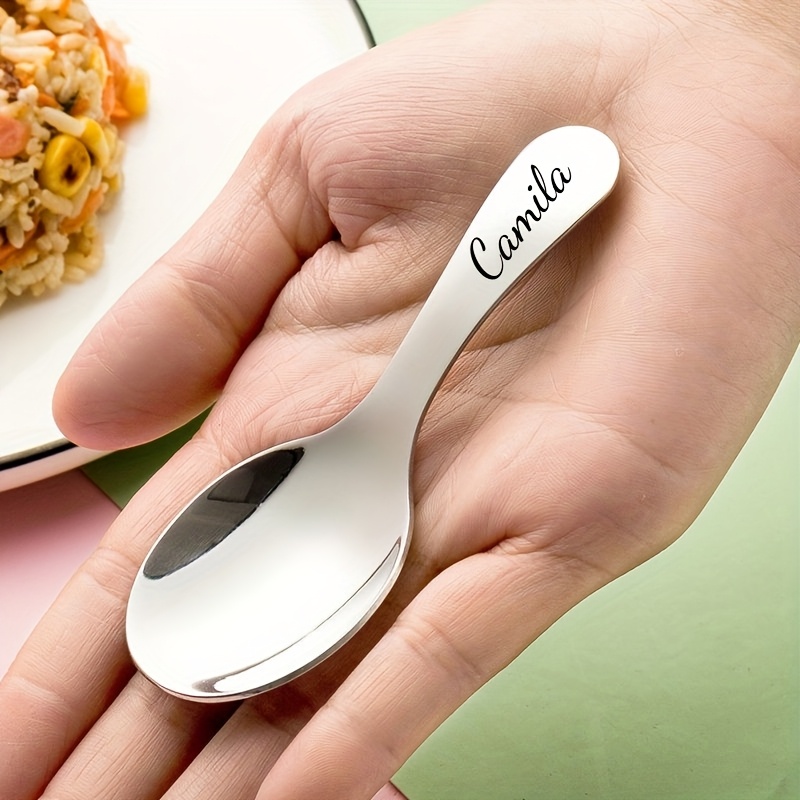 personalized stainless steel mini fork and portable cutlery set dining utensils with name Product details 3