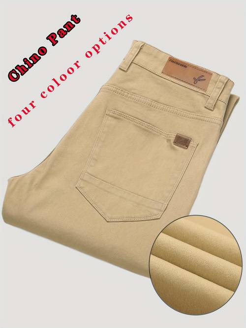 mens elastic chino pants solid color casual dress trousers with straight look fit medium stretch fabric suitable for office commuting casual attire year round versatile pants