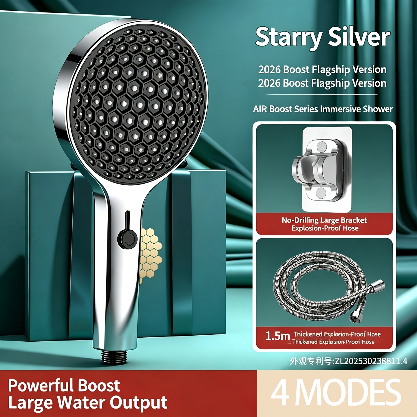 4-Modes High-Pressure Large-Flow Adjustable Shower Head