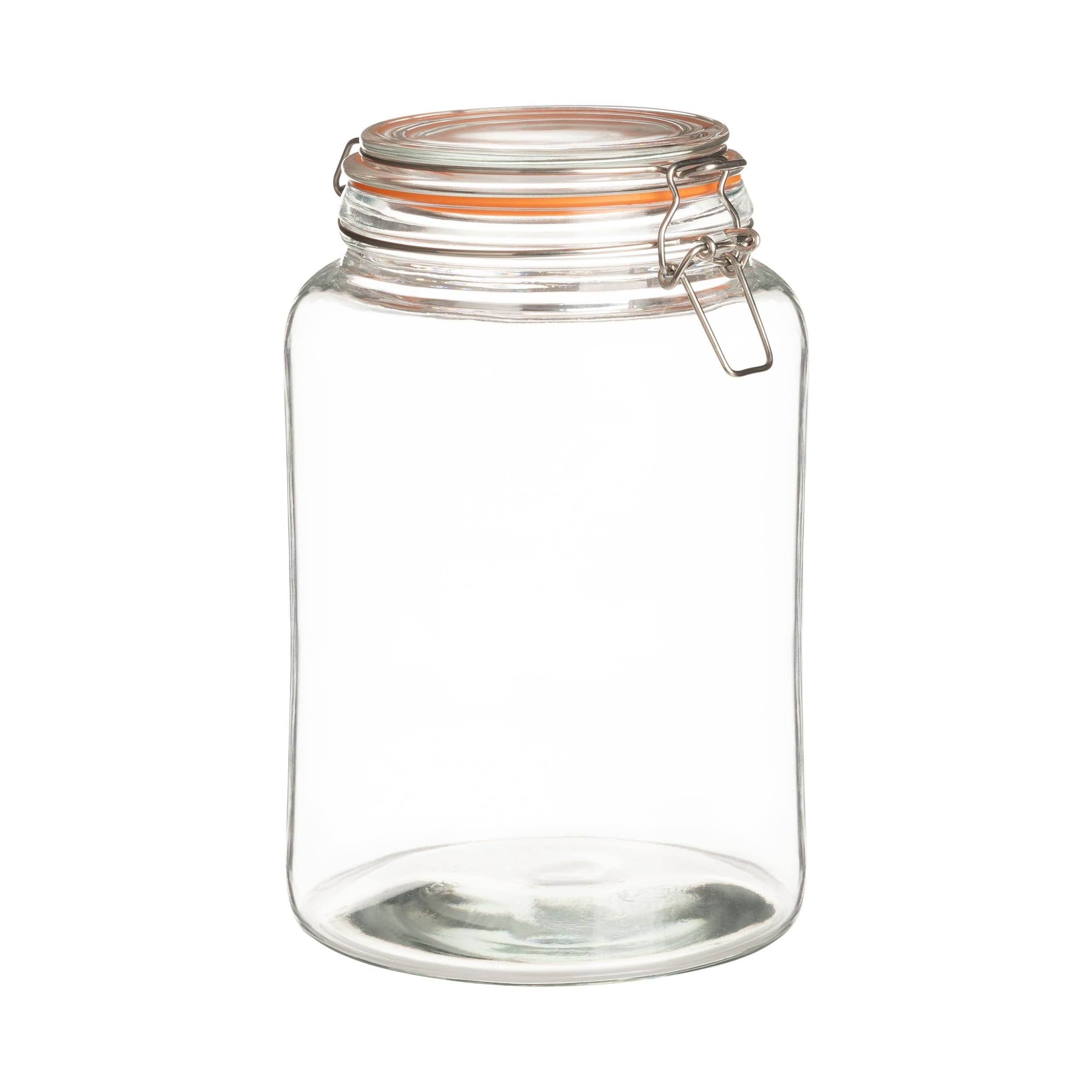 2pcs glass sealed jars food grade reusable round containers thickened transparent glass with hinged latch lid for pickling preservation and brewing moisture proof mason jar with wide mouth details 2