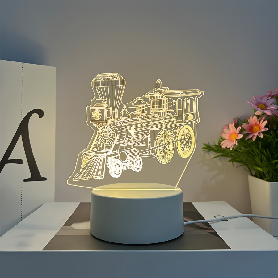 

3d Train Night Light, Led Warm Light Plug-in Version, Decoration For Study/bedroom/gaming Room, Birthday/christmas Gift Eid Al-adha Mubarak