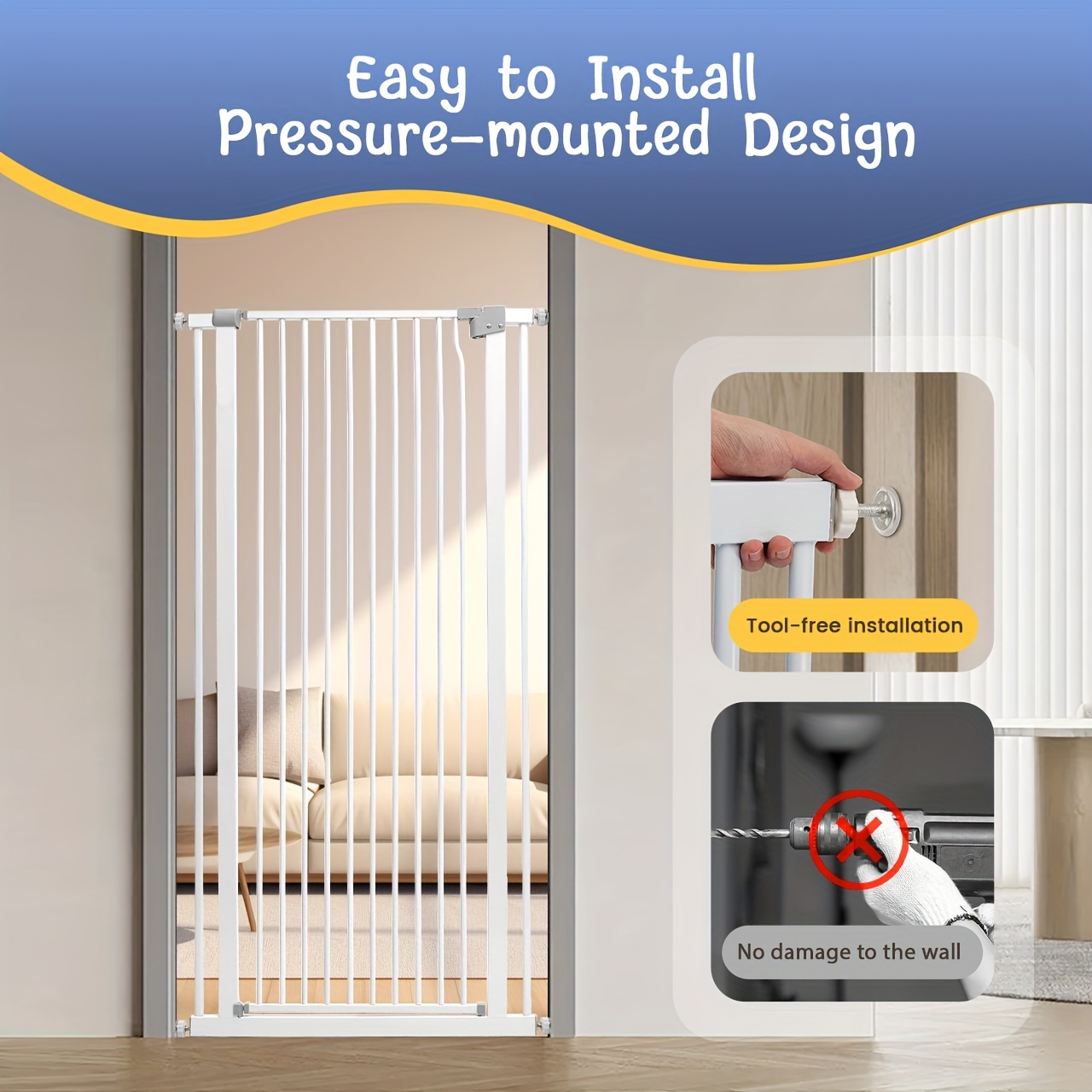 Extra Tall Baby Gate Wall Mount Kit VEVOR Baby Gate, Extra Wide