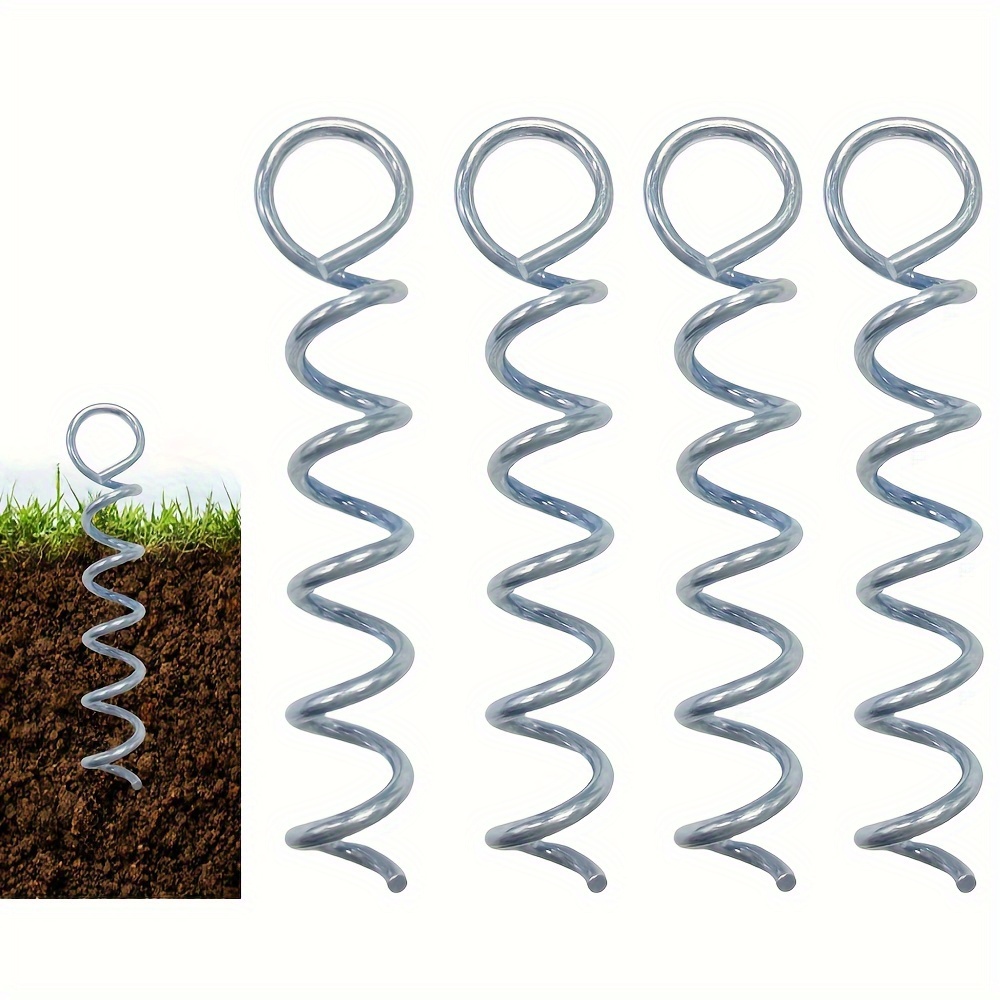 

A Set Of Spiral Ground Nails, Spiral Ground Stakes, Trampoline Spiral Ground Anchors, Used For Tents, Trampolines, Tarpaulins, Garden Fences, Sheds, Swings, Awnings, Dog Tie Stakes