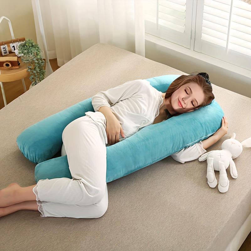 Pregnancy Pillow with Lumbar Support, Side Sleeping Pillow, Belly Support, Specialized Tool for Side Sleeping, U-Shaped Body Pillow, Leg Wedge Pillow for Pregnancy, New Crystal Velvet YG2348 U-Shaped Pregnancy Pillow, Side Sleeping Belly Support