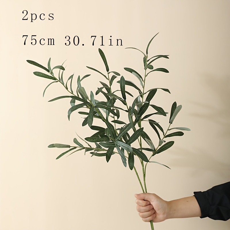 Image of 2pcs Green Fruitless Artificial Flowers, Faux Greenery, Decorative Fake Plants, Suitable For Home Decor, Party Bouquets, Centerpieces, And Outdoor Decorations