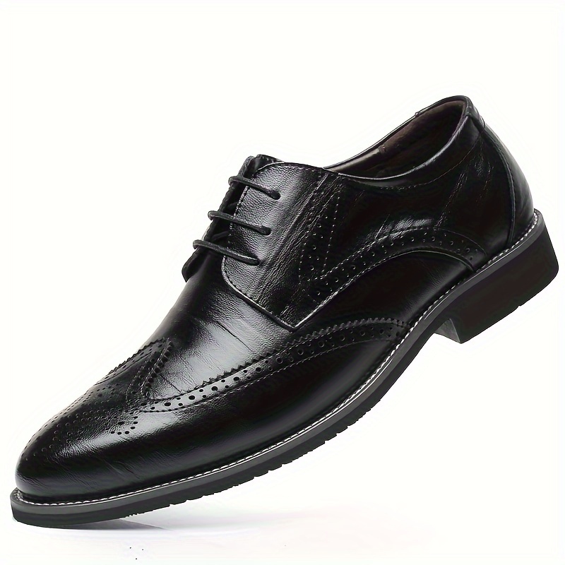 

Men's Brogue Wingtip Derby Shoes, Lace-up Front Dress Shoes For Men, Business Formal Wedding Black Tie Optional Events