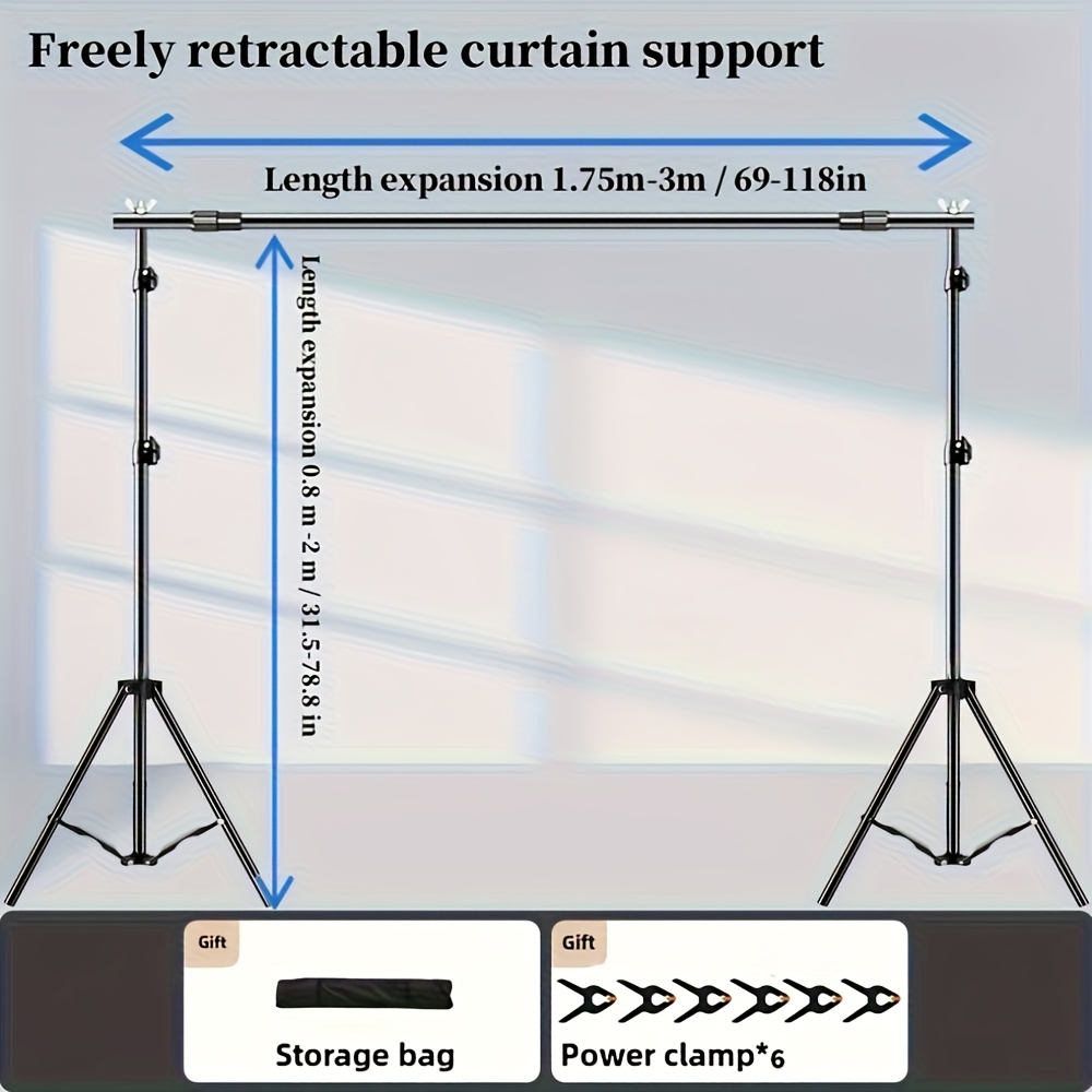 Background Support Stand X 7ft (. 3.0 X 2.0m) Adjustable Photography Studio Photo Background Support System, With Carry Bag, Suitable For Green Screen Photography