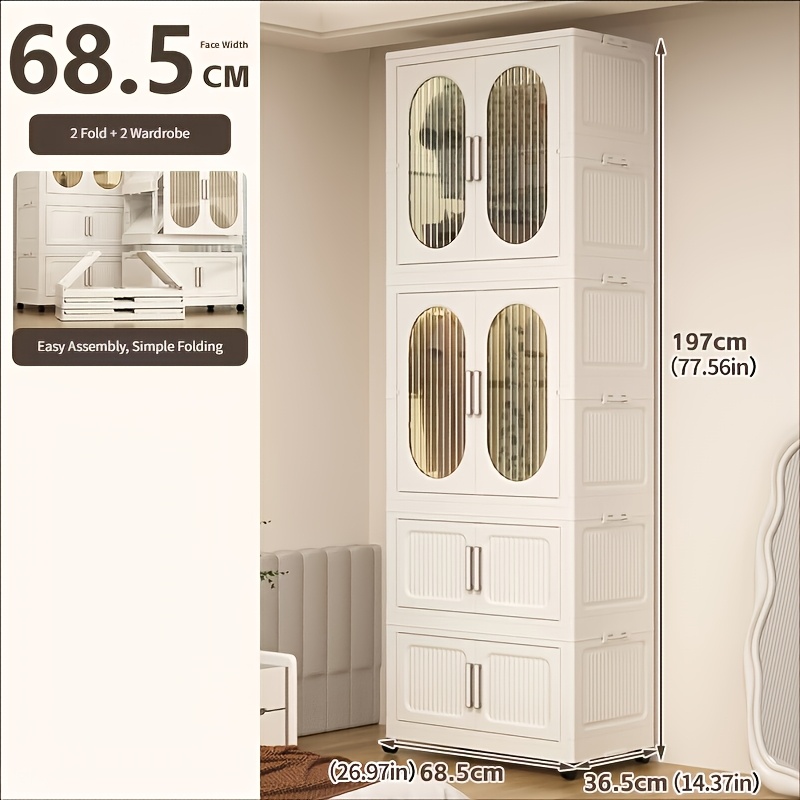 Wardrobe Storage System, Large Capacity Stackable Cabinet with Lid
