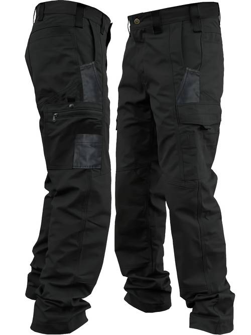 mens cargo pants durable multi pocket workwear for outdoor construction hiking trekking regular fit solid color adjustable waistband use outdoor hiking long pants no belt