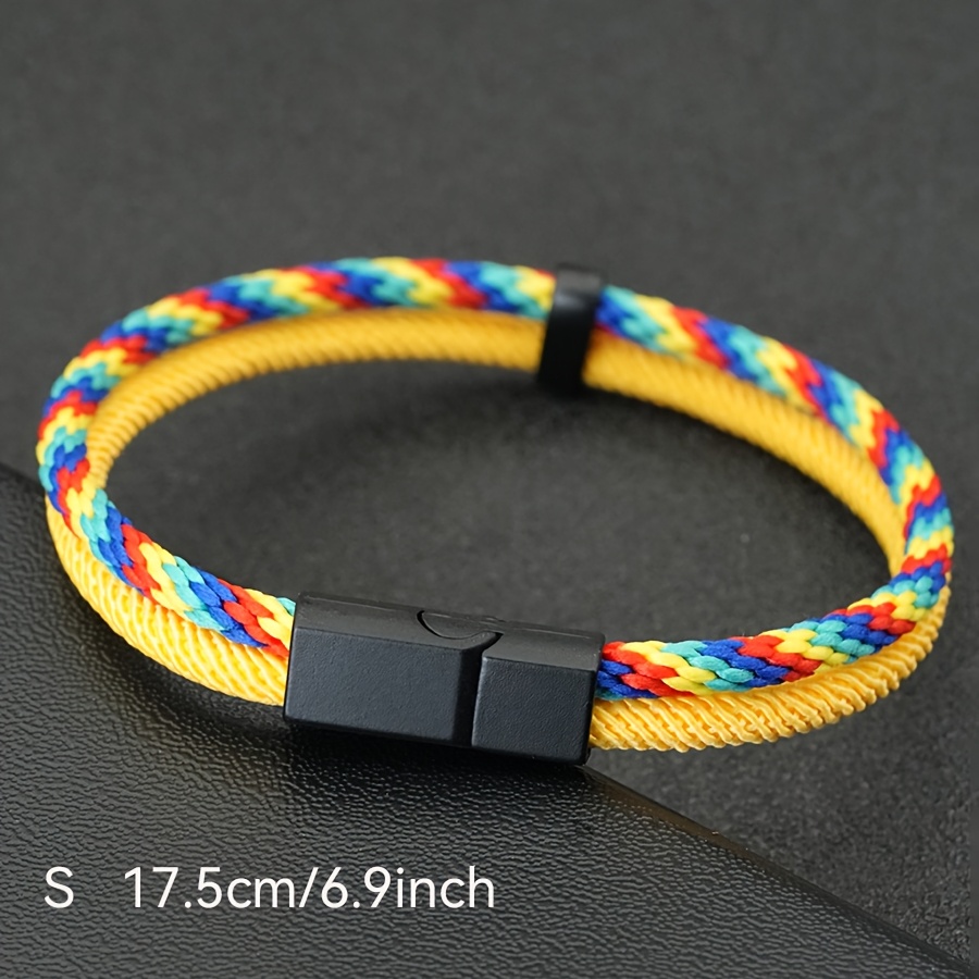 Men's Handmade Woven Bracelet, Detachable Clasp, Outdoor Style