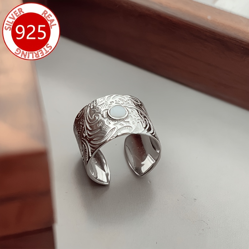 925 Sterling Silver Adjustable Moonlight Floral Ring