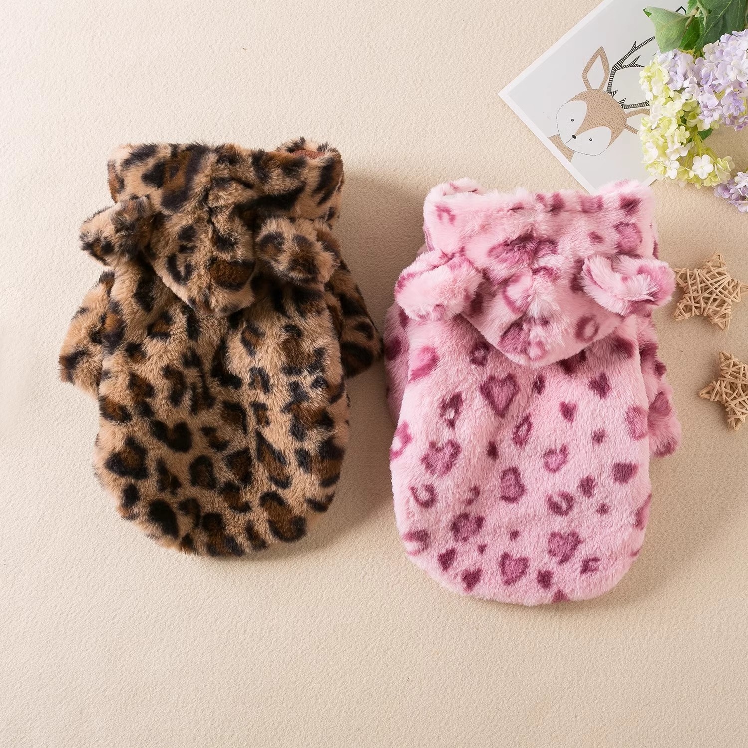Thickened Outerwear for Pets, Stylish Leopard Print Jacket
