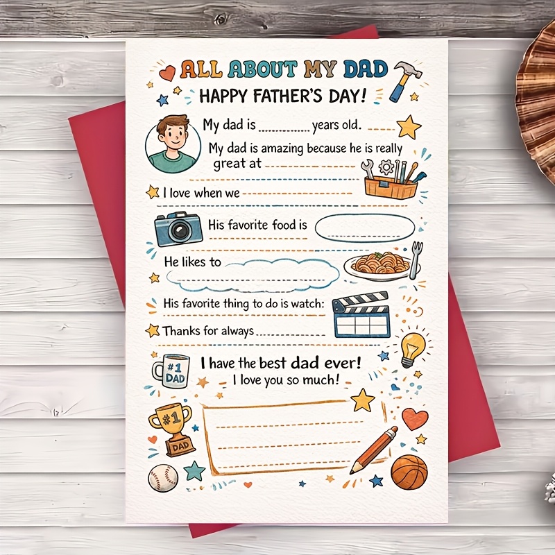 TEMU 1 Envelope And 1 Greeting Cardfathers In Greeting Card For Dad From Family Cute Keepsake For Husband Grandpa Appreciation Gift For Home Or Card