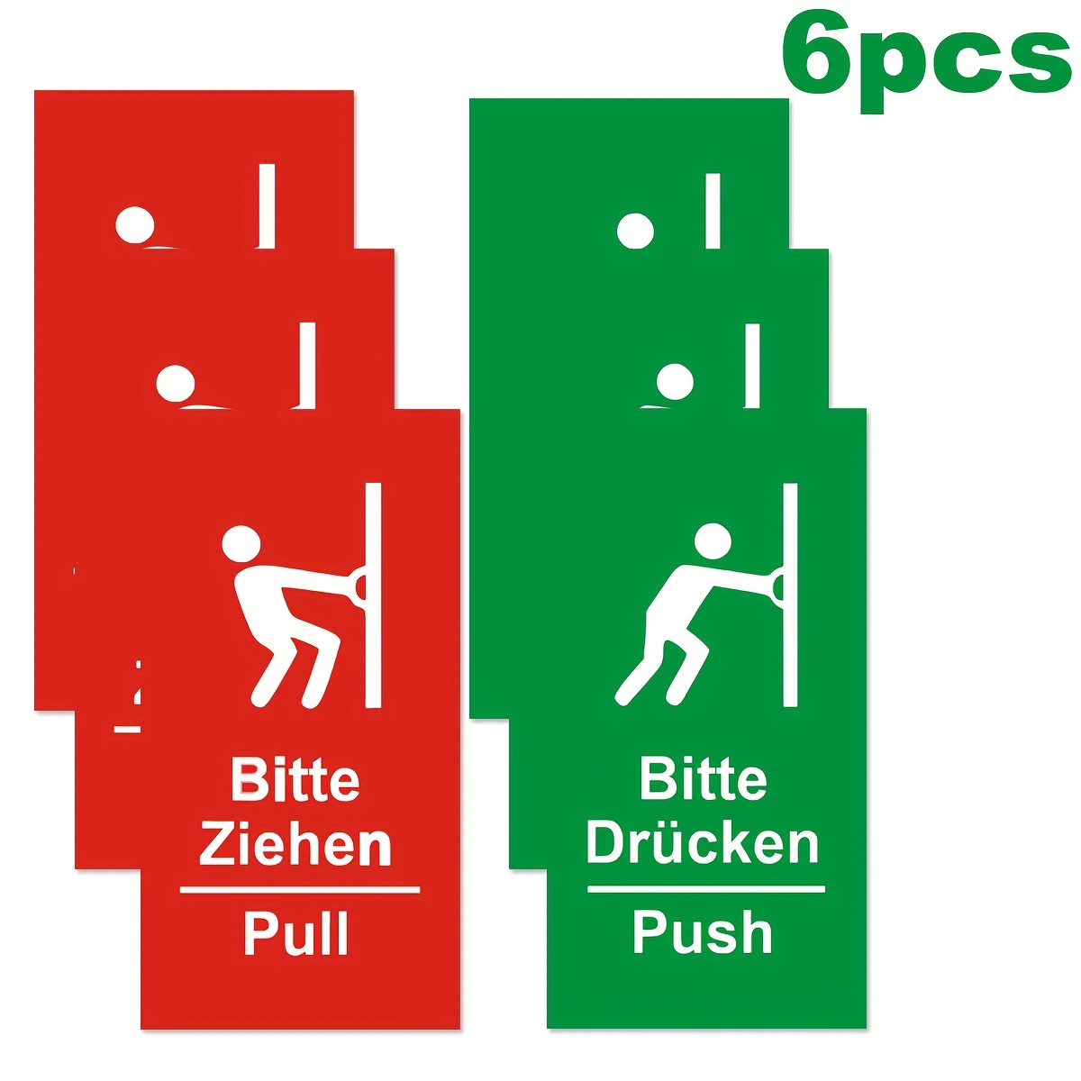 6pcs Sign Stickers, Red/green Vinyl Stickers, German Glass Door And Door Sign Stickers Suitable For Business, Stores, Cafes, Shops, Etc. 4.72x2.36inch