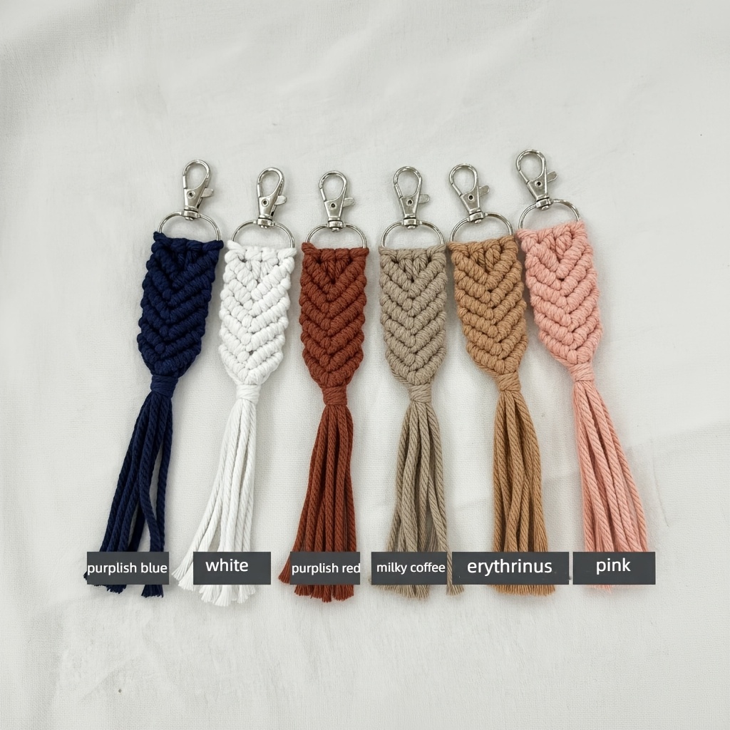Image of 6pcs Tassel Keychain Set - Lobster Clasp Key Ring, Women' Keys & Bag Accessories, Valentine's Day & Graduation Gift, Car Keychain