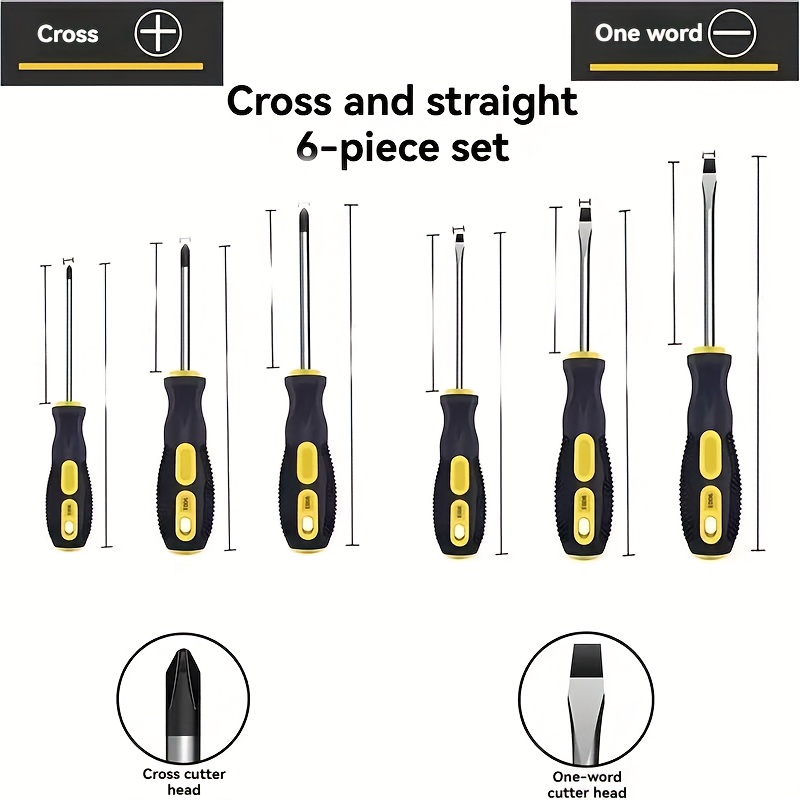 6pcs Magnetic Screwdriver Set With Ergonomic Massage Handle & Non-slip Grip - Heavy-duty Phillips/flat/hex (ph0-t25) Bits, Kit For , Electronics, Diy - Magnetic Tip Screwdrivers For S